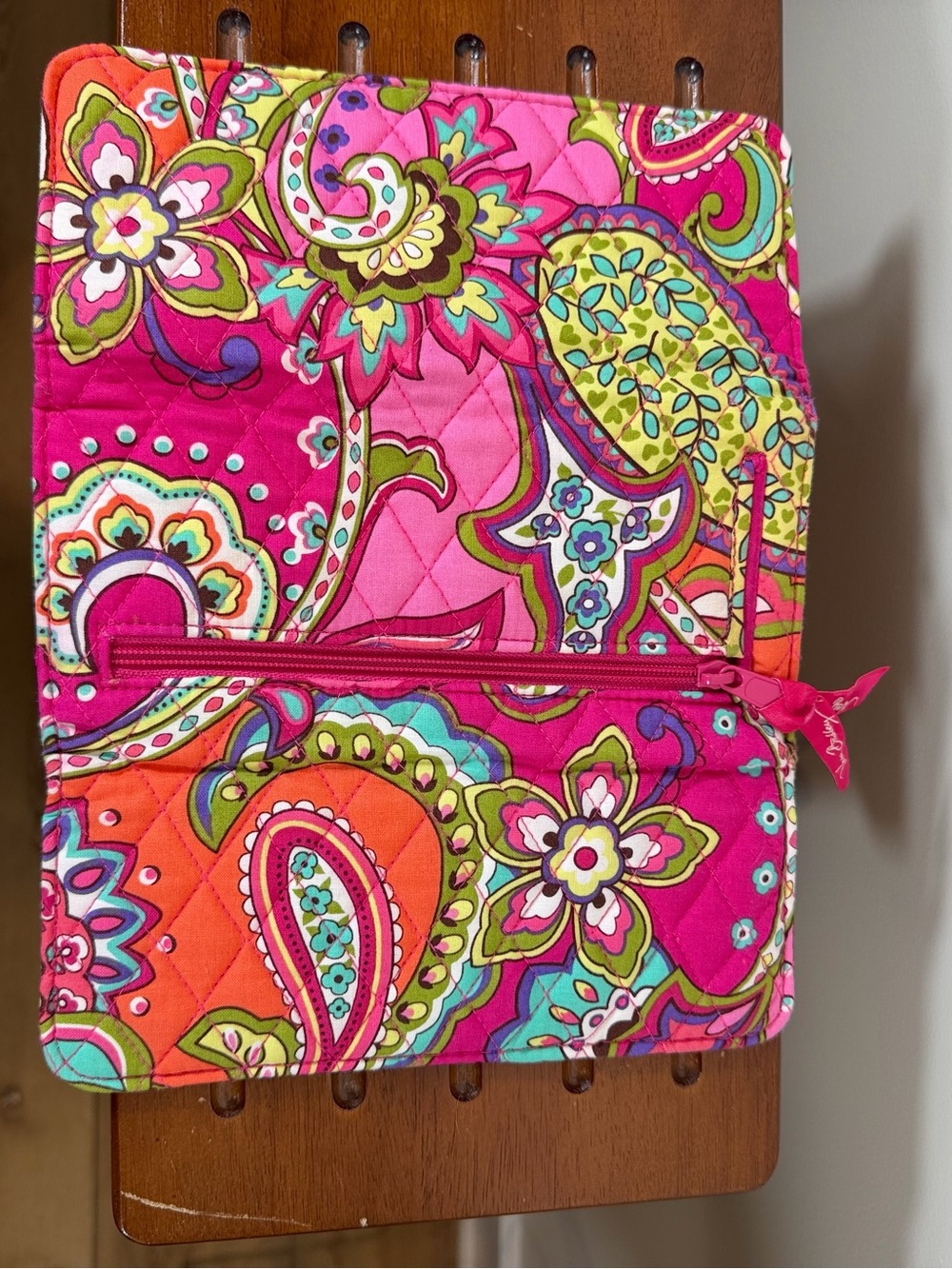 Vera Bradley Hot Pink and Orange Paisley Quilted Wallet - Picture 4 of 4